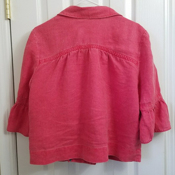 Adorable Linen Cropped Peacoat - Picture 2 of 5
